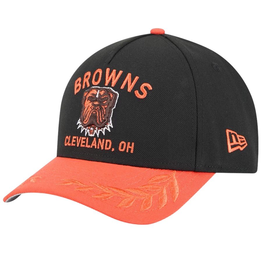 Cleveland Browns Men’s New Era Black/Orange 2025 NFL Draft M-Crown 9Forty Snapback Hat