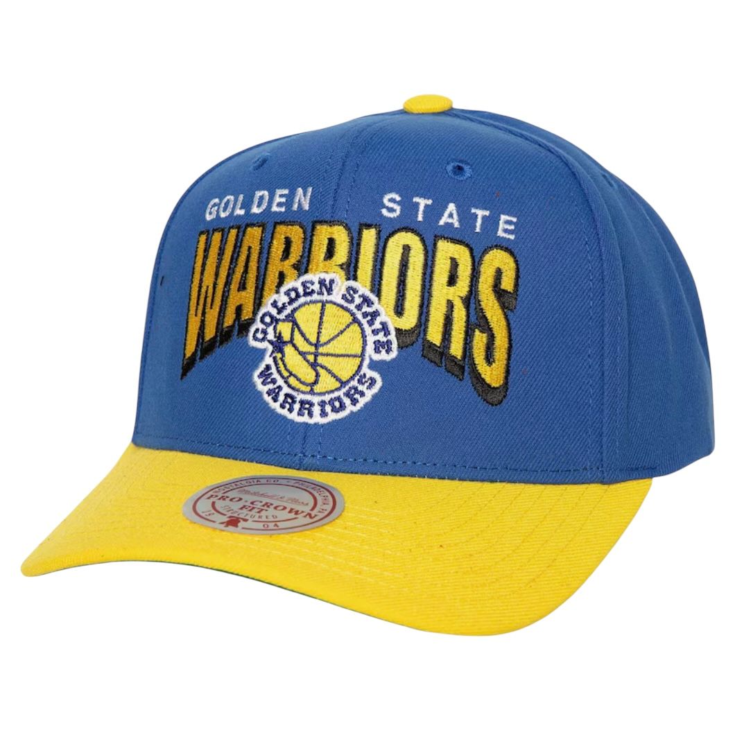 Golden State Warriors Men’s NBA Boom Text Pro Mitchell & Ness Snapback Hat