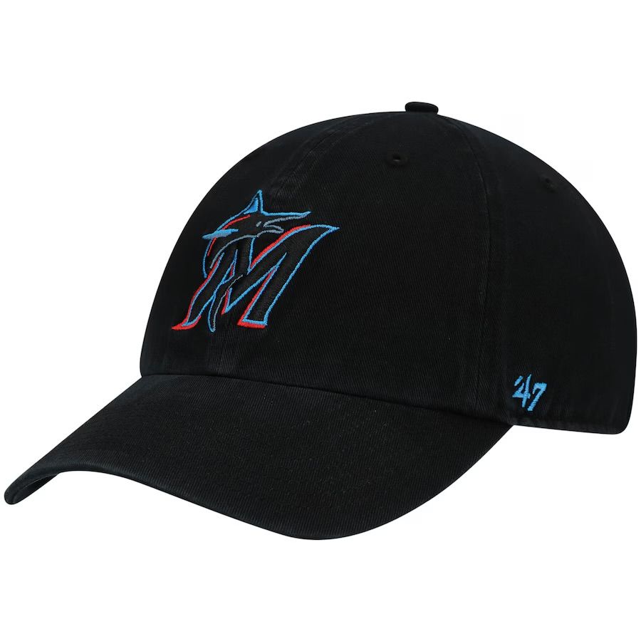 Miami Marlins Men’s Black 47 Brand Clean Up Adjustable Hat