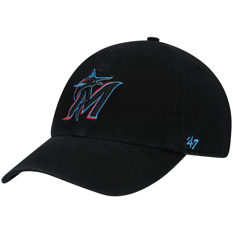 Miami Marlins Men’s Black 47 Brand Clean Up Adjustable Hat