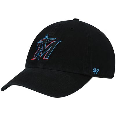 Miami Marlins Men’s Black 47 Brand Clean Up Adjustable Hat