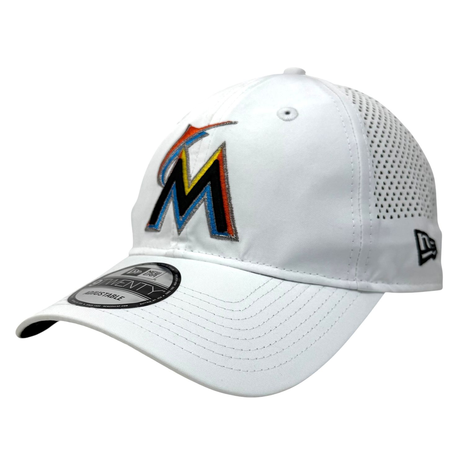 Miami Marlins Men’s New Era 9TWENTY White Mesh Back Adjustable Hat