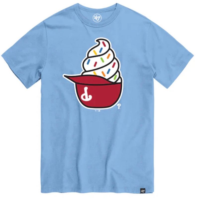 Philadelphia Phillies Men's Gulf Blue Ice Cream Helmet 47 Brand T-Shirt