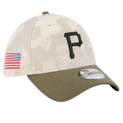 Pittsburgh Pirates Men's Light Beige/Olive New Era 2025 Armed Forces Day 39THIRTY Flex Hat