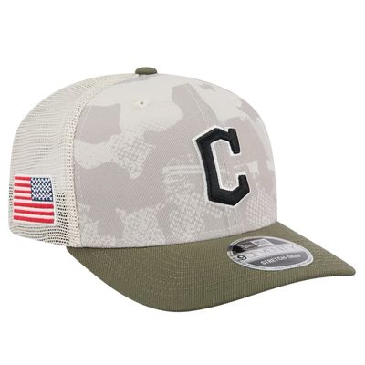 Cleveland Guardians Men's Light Beige/Olive New Era 2025 Armed Forces Day 9SEVENTY Stretch-Snap Hat