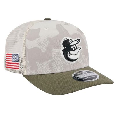 Baltimore Orioles Men's Light Beige/Olive New Era 2025 Armed Forces Day 9SEVENTY Stretch-Snap Hat