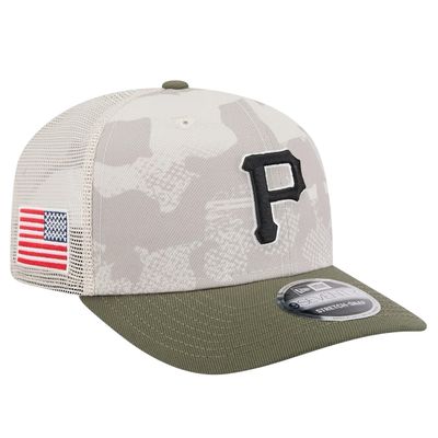 Pittsburgh Pirates Men's Light Beige/Olive New Era 2025 Armed Forces Day 9SEVENTY Stretch-Snap Hat