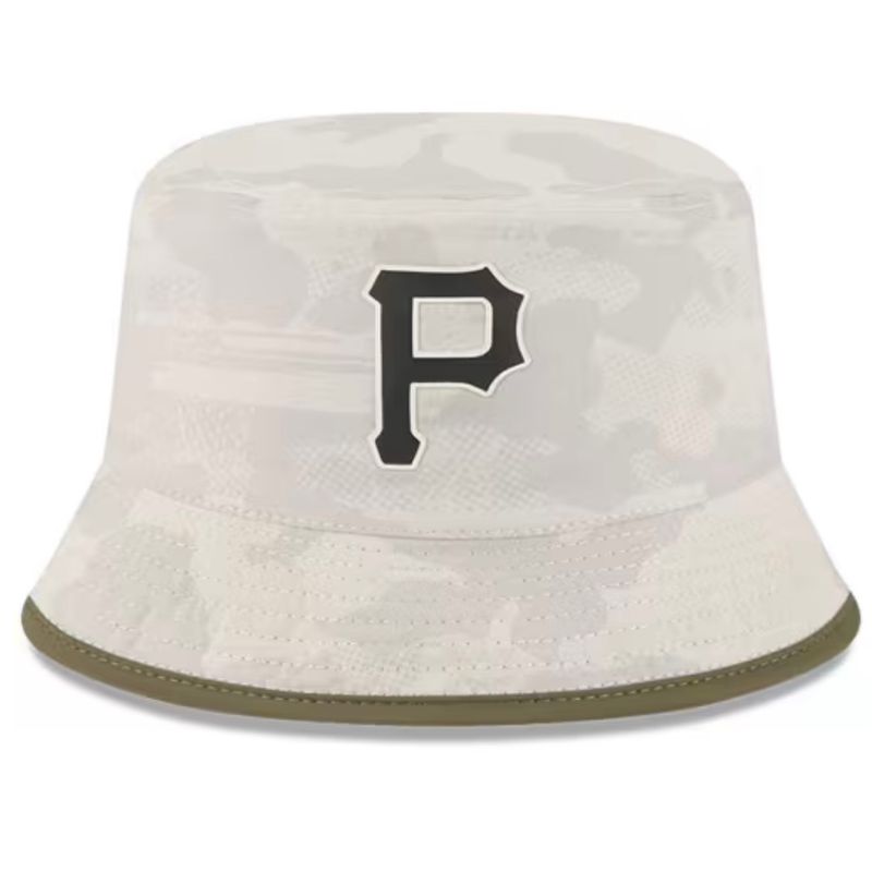 Pittsburgh Pirates Men's Light Beige/Olive New Era 2025 Armed Forces Day Reversible Bucket