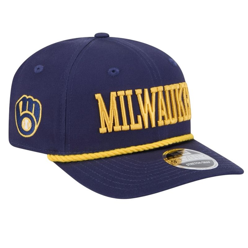Milwaukee Brewers Men's Navy Wordmark New Era MLB 9Seventy Adjustable Hat