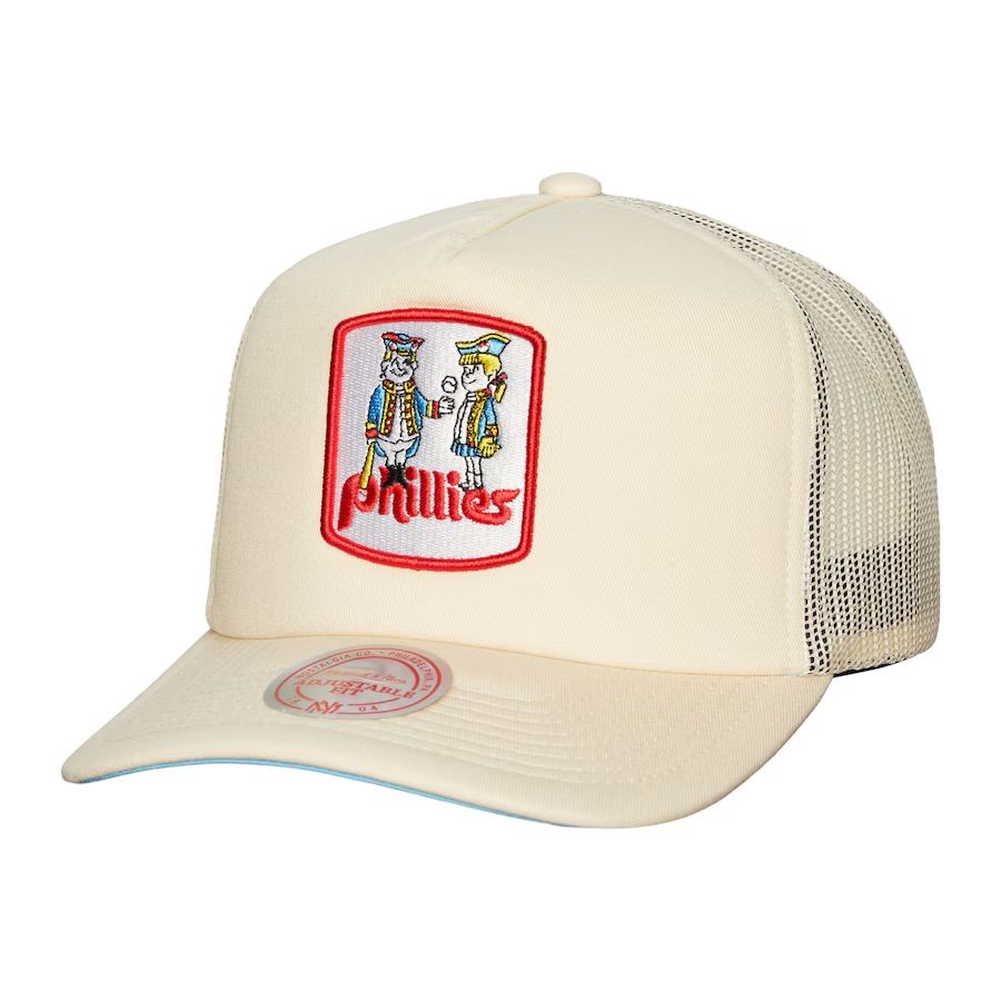 Philadelphia Phillies Men’s Mitchell & Ness Cream Cooperstown Collection Adjustable Trucker Hat