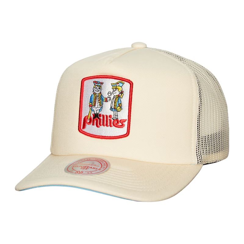 Philadelphia Phillies Men’s Mitchell & Ness Cream Cooperstown Collection Adjustable Trucker Hat
