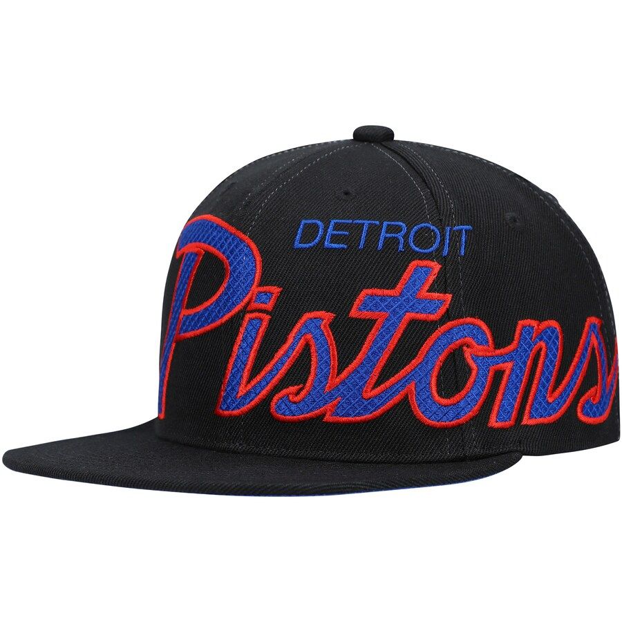 Detroit Pistons Men’s XL Script Mitchell & Ness Snapback Hat