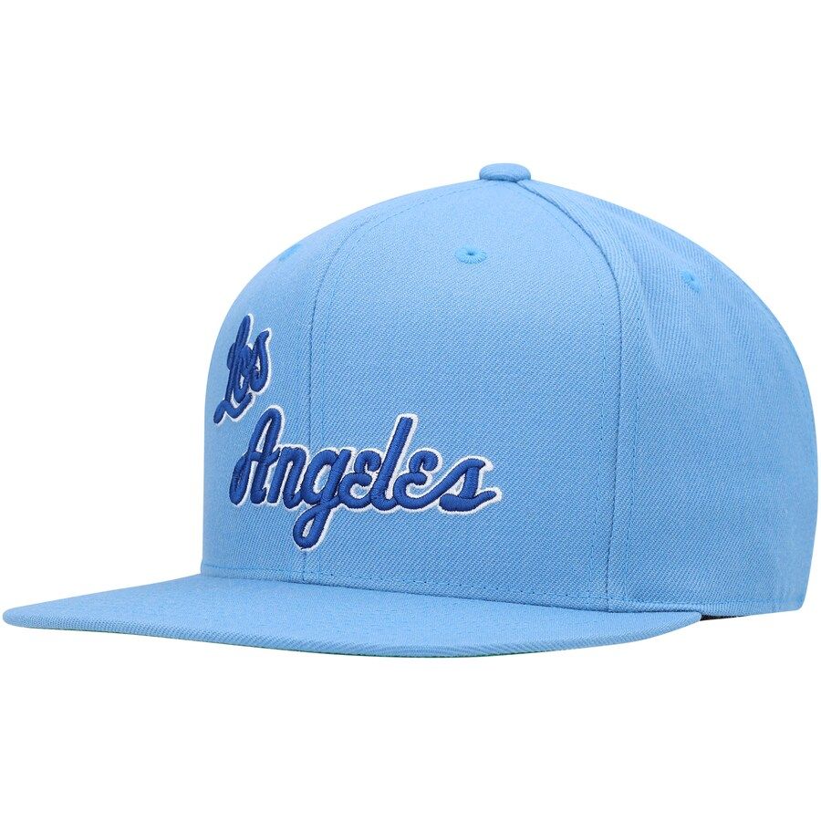 Los Angeles Lakers Men’s Mitchell & Ness Powder Blue Hardwood Classic Team Ground Fitted Hat