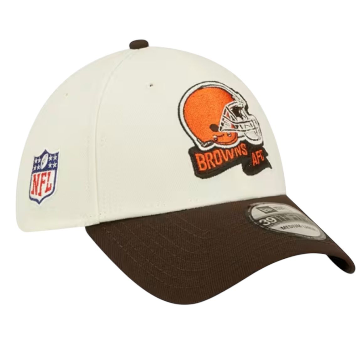 Cleveland Browns Men’s Cream New Era 39Thirty  Sideline Official Coach Flex Fit Hat