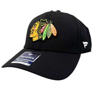 Chicago Blackhawks Men's Black Fanatics Locker Room Stretch Flex Fit Hat Chicago Blackhawks Men's Black Fanatics Locker Room Stretch Flex Fit Hat