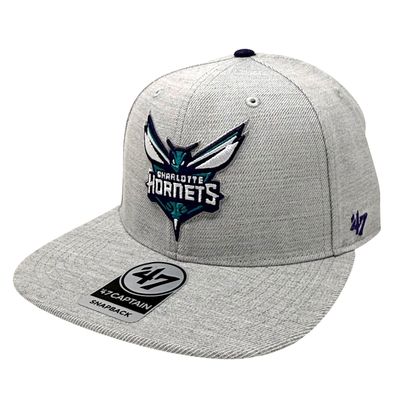 Charlotte Hornets Men’s Grey 47 Brand Captain Snapback Hat Charlotte Hornets Men’s Grey 47 Brand Captain Snapback Hat