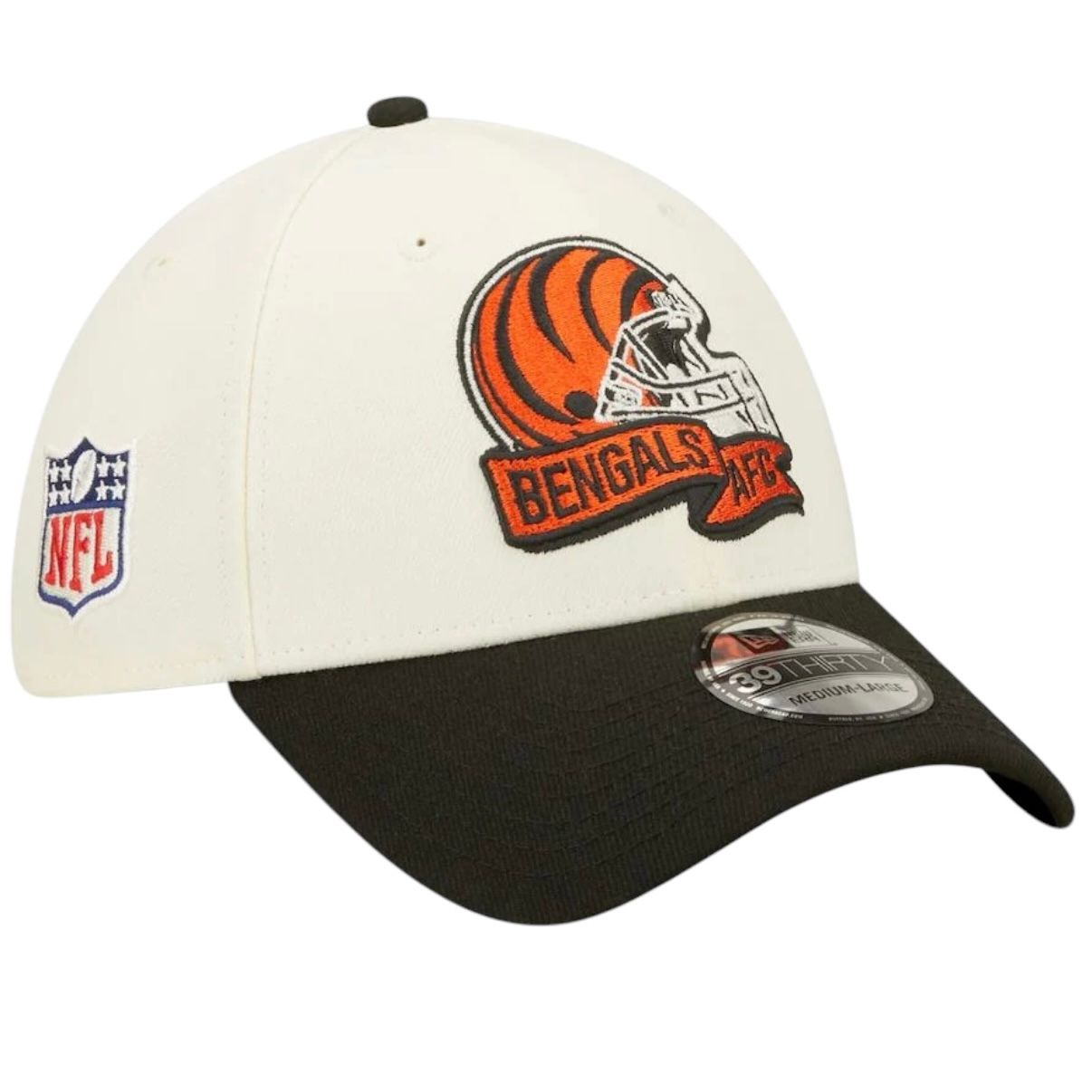 Cincinnati Bengals Men’s Cream New Era 39Thirty  Sideline Official Coach Flex Fit Hat