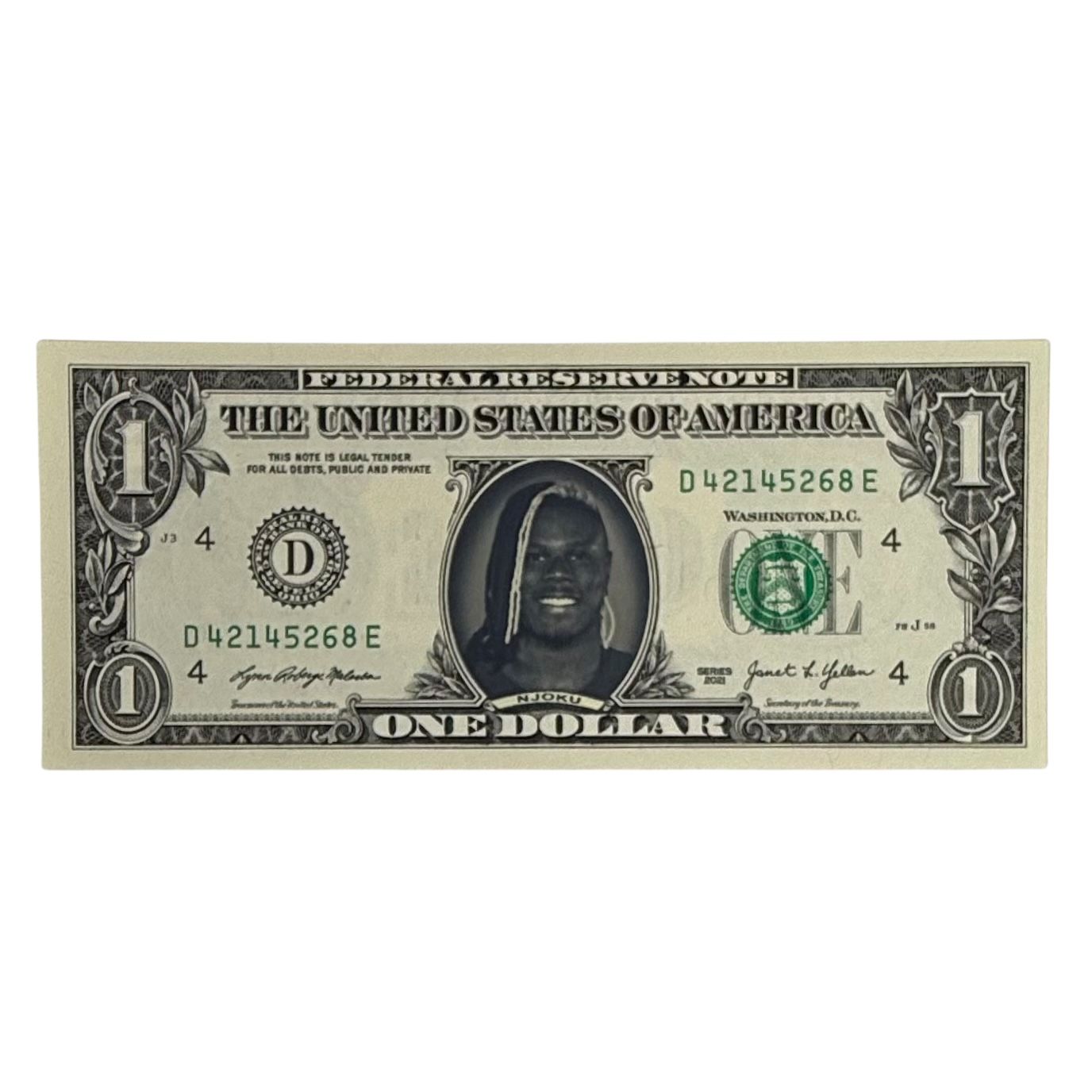 David Njoku Famous Face Dollar Bill