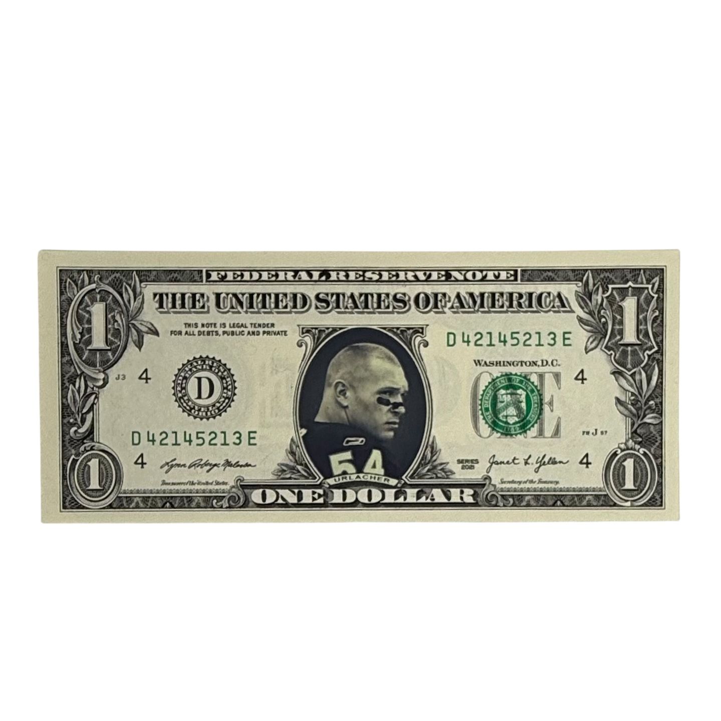 Brian Urlacher Famous Face Dollar Bill
