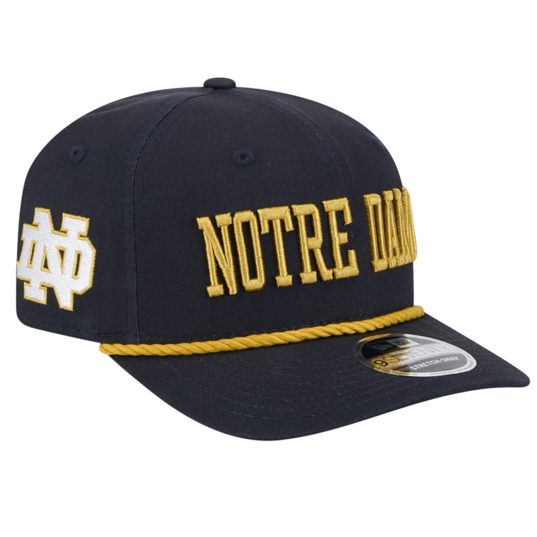Notre Dame Fighting Irish Men's Navy Wordmark New Era NCAA 9Seventy Stretch-Snap Hat