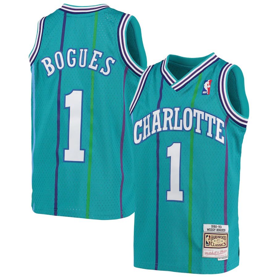 Charlotte Hornets Muggsy Bogues 1994-95 Men's Teal Mitchell & Ness Swingman Jersey