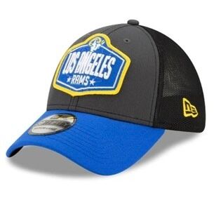 Los Angeles Rams Men’s New Era Black NFL Draft 39Thirty Fitted Trucker Hat