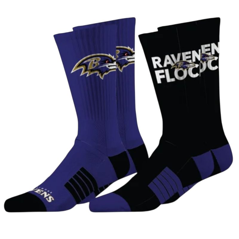 Baltimore Ravens Strideline Premium Knit Crew Socks 2 Pack