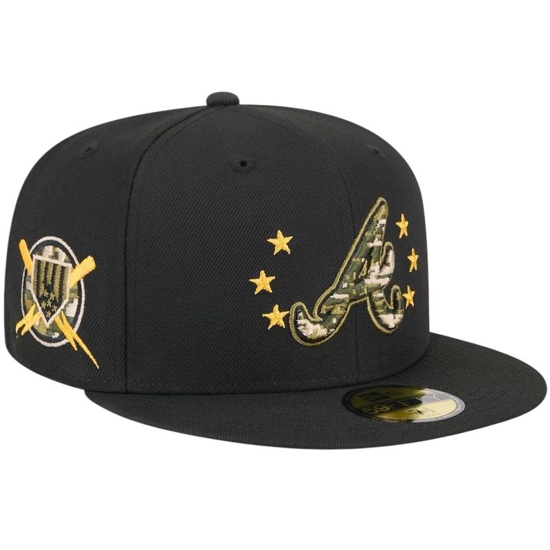Atlanta Braves Men's Black Armed Forces Day  New Era 59FIFTY Fitted Hat