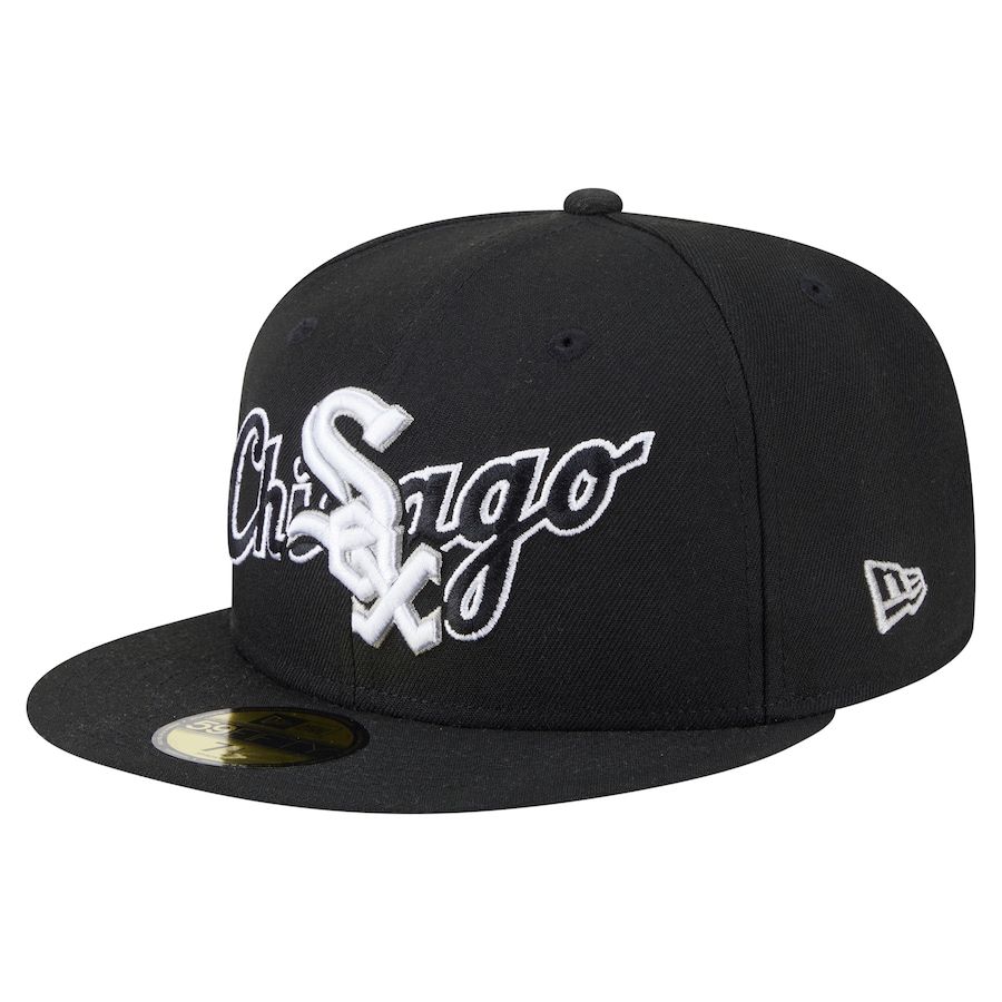 Chicago White Sox Men’s Black Overlap New Era 59Fifty Fitted Hat