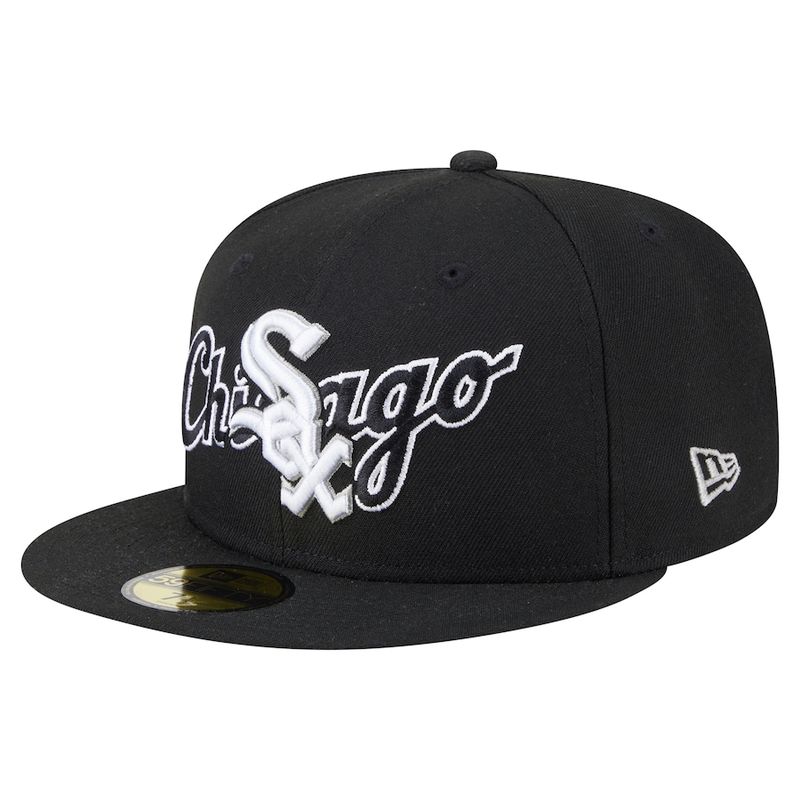 Chicago White Sox Men’s Black Overlap New Era 59Fifty Fitted Hat