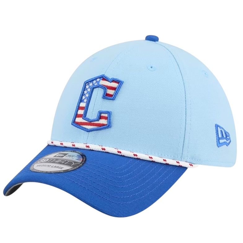 Cleveland Guardians Men's Light Blue New Era 39Thirty 2025 4th of July Flex Fit Hat