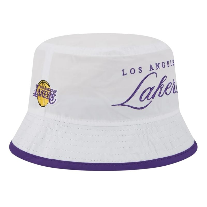 Los Angeles Lakers Men’s White New Era 2025 NBA Draft Nylon Bucket Hat