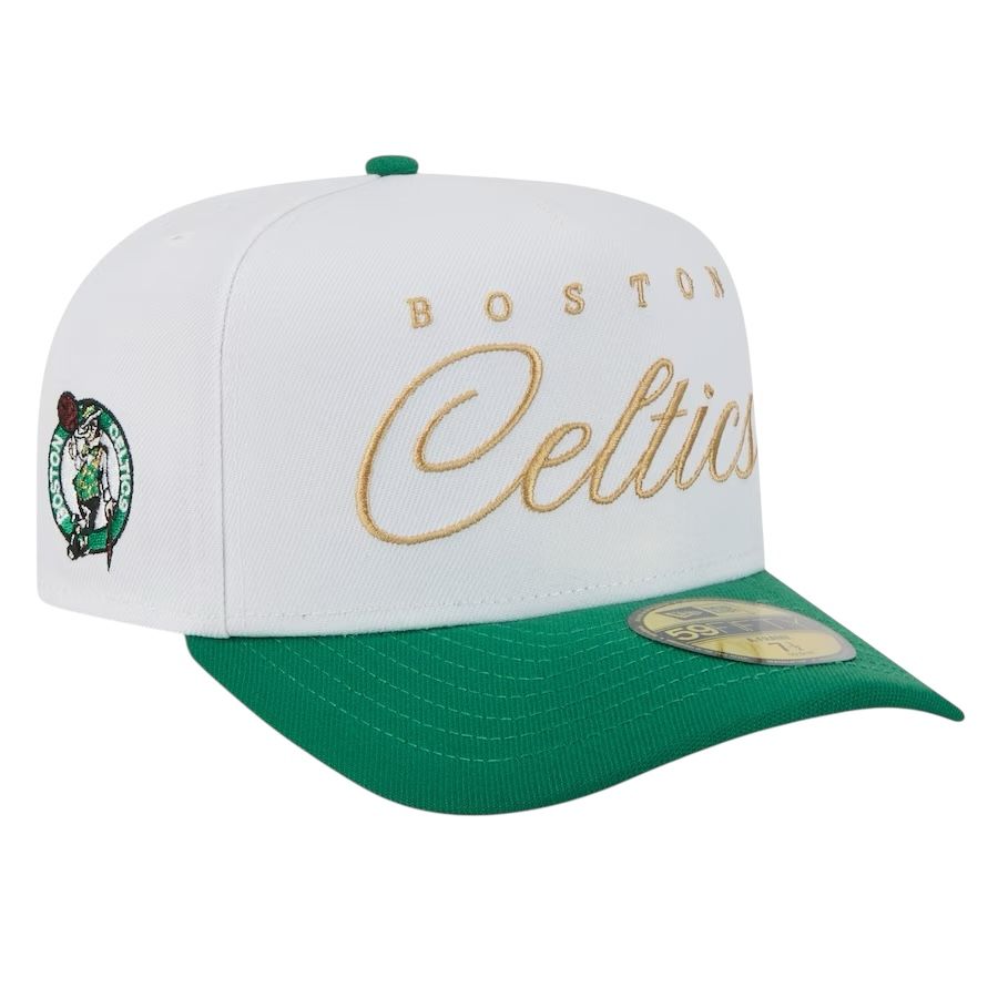 Boston Celtics Men's White/Kelly Green New Era 2025 NBA Draft A-Frame 59FIFTY Fitted Hat