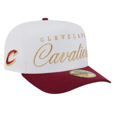 Cleveland Cavaliers Men's White/Wine New Era 2025 NBA Draft A-Frame 59FIFTY Fitted Hat