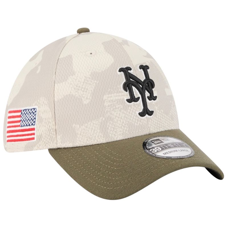 New York Mets Men's Light Beige/Olive New Era 2025 Armed Forces Day 39THIRTY Flex Hat