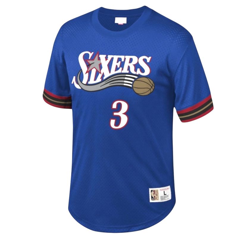 Philadelphia 76ers Allen Iverson Men's Mitchell & Ness Name & Number Mesh Crewneck Jersey