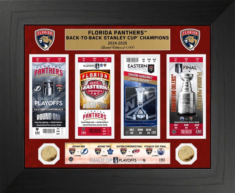 Florida Panthers Deluxe Road to the 2025 Stanley Cup Ticket Gold Coin Photo Mint