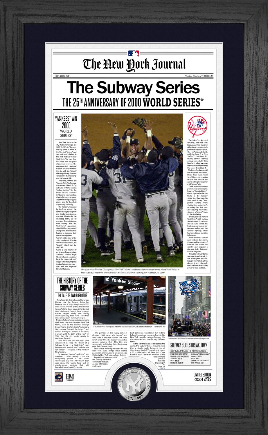 New York Yankees Subway Series Front Page Silver Coin Photo Mint New York Yankees Subway Series Front Page Silver Coin Photo Mint