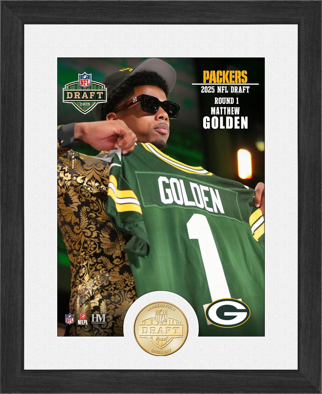Green Bay Packers Matthew Golden 2025 NFL Draft Bronze Coin Photo Mint