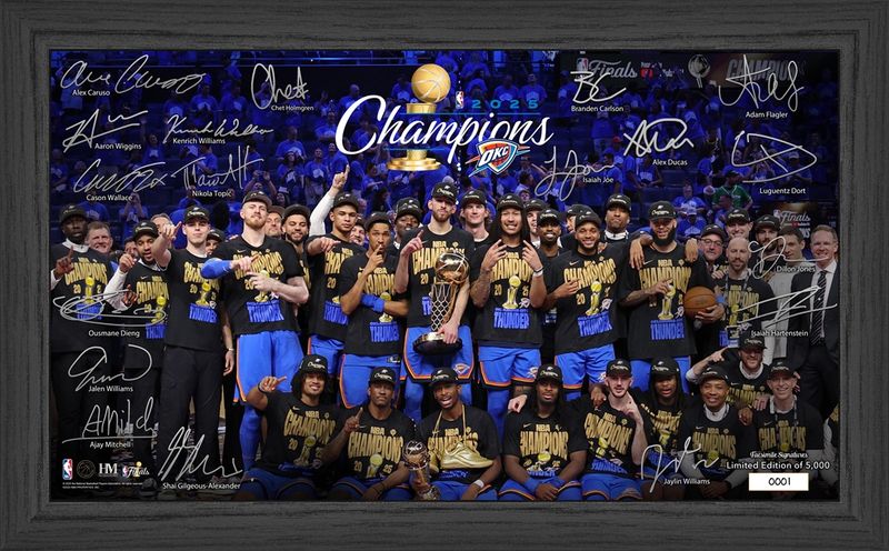 Oklahoma City Thunder 2025 NBA Champions Tradition Signature Frame