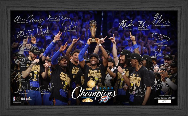 Oklahoma City Thunder 2025 NBA Champions Signature Celebration Frame
