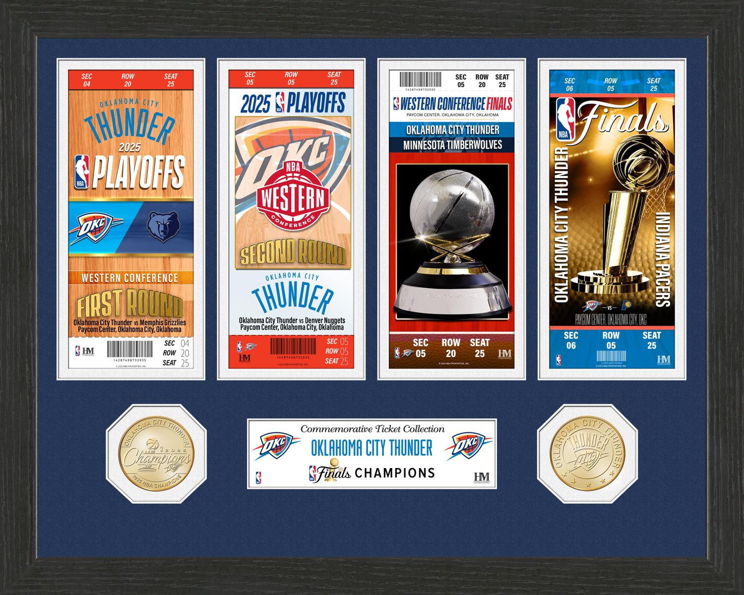 Oklahoma City Thunder 2025 Deluxe Road to the NBA Championship Ticket & Gold Coin Photo Mint