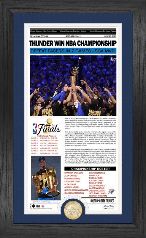 Oklahoma City Thunder 2025 NBA Champions Front Page News Cover Bronze Coin Photo Mint