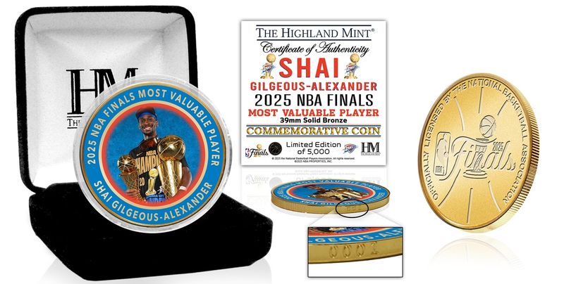 Oklahoma City Thunder Shai Gilgeous-Alexander 2025 NBA Finals MVP Bronze Color Coin