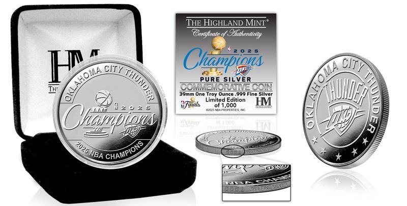 Oklahoma City Thunder 2025 NBA Champions 1oz .999 Fine Silver Coin