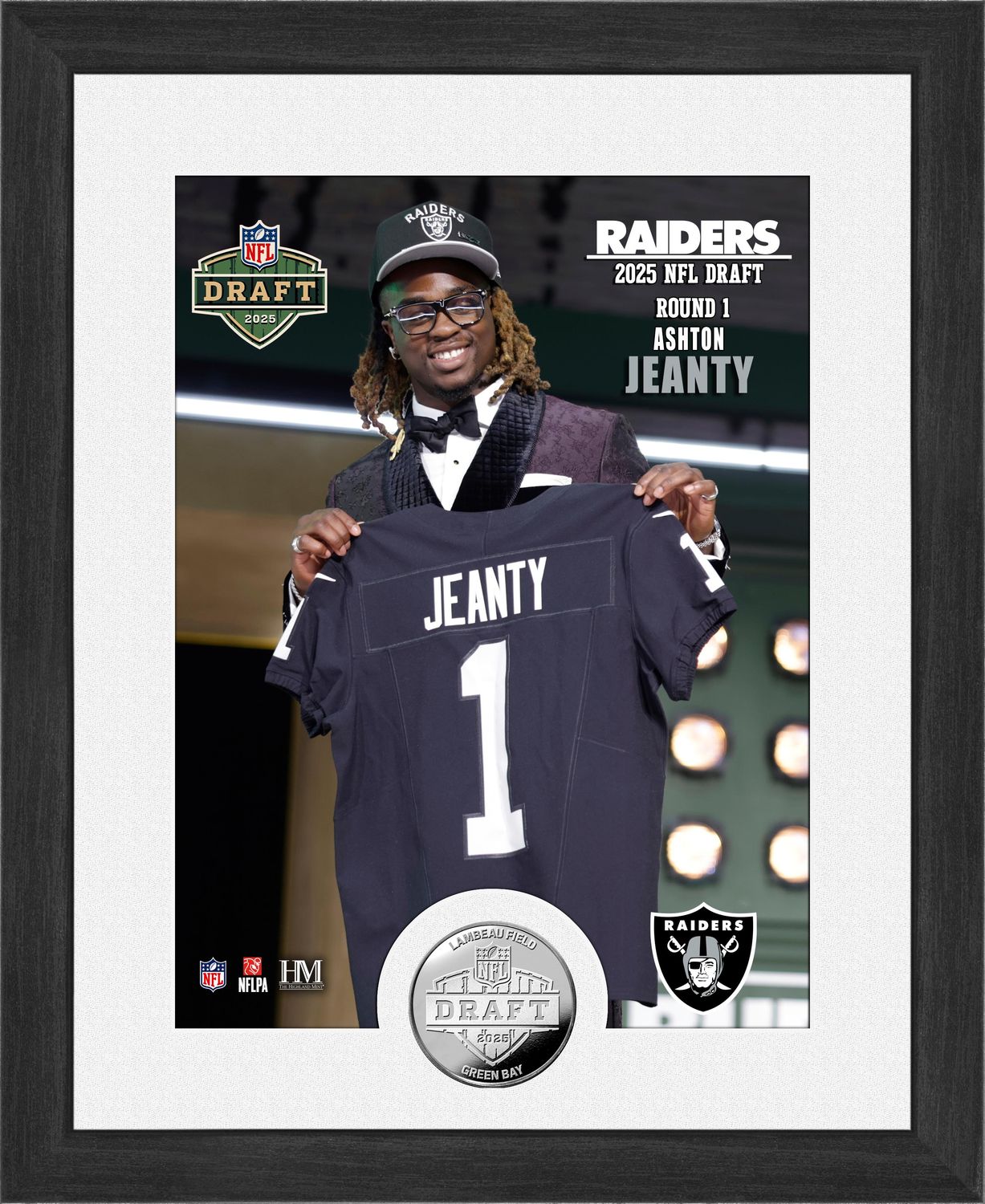 Las Vegas Raiders Ashton Jeanty 2025 NFL Draft Bronze Coin Photo Mint Las Vegas Raiders Ashton Jeanty 2025 NFL Draft Bronze Coin Photo Mint