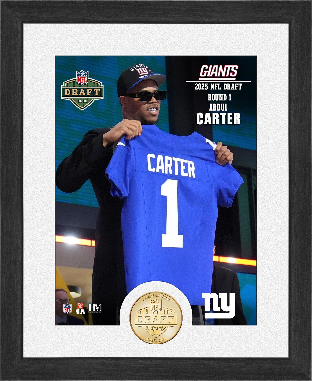 New York Giants Abdul Carter 2025 NFL Draft Bronze Coin Photo Mint