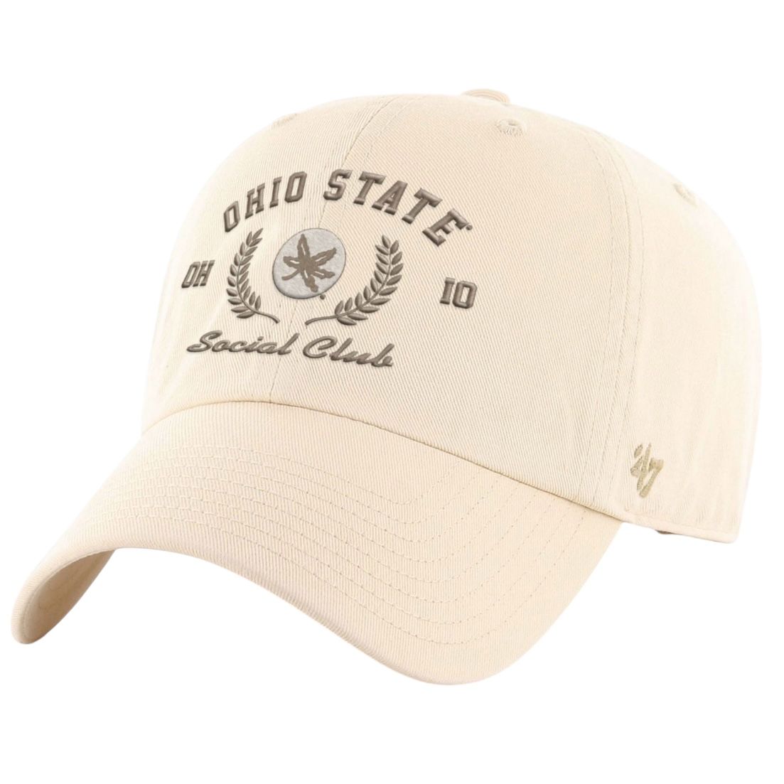 Ohio State Buckeyes Men’s Natural Social Club 47 Brand Clean Up Adjustable Hat