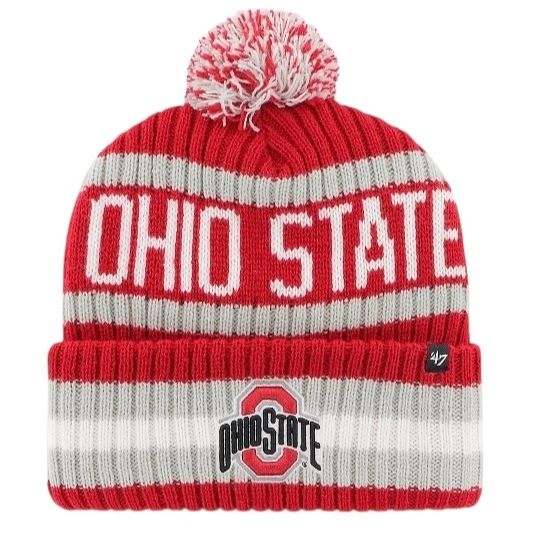 Ohio State Buckeyes Men’s Red 47 Bering Cuffed Pom Knit Hat