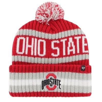 Ohio State Buckeyes Men’s Red 47 Bering Cuffed Pom Knit Hat